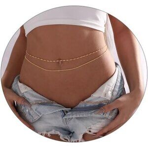 2PCS 18K Gold Plated Layered Multilayer Sexy Bikini Waist Chain for Women's